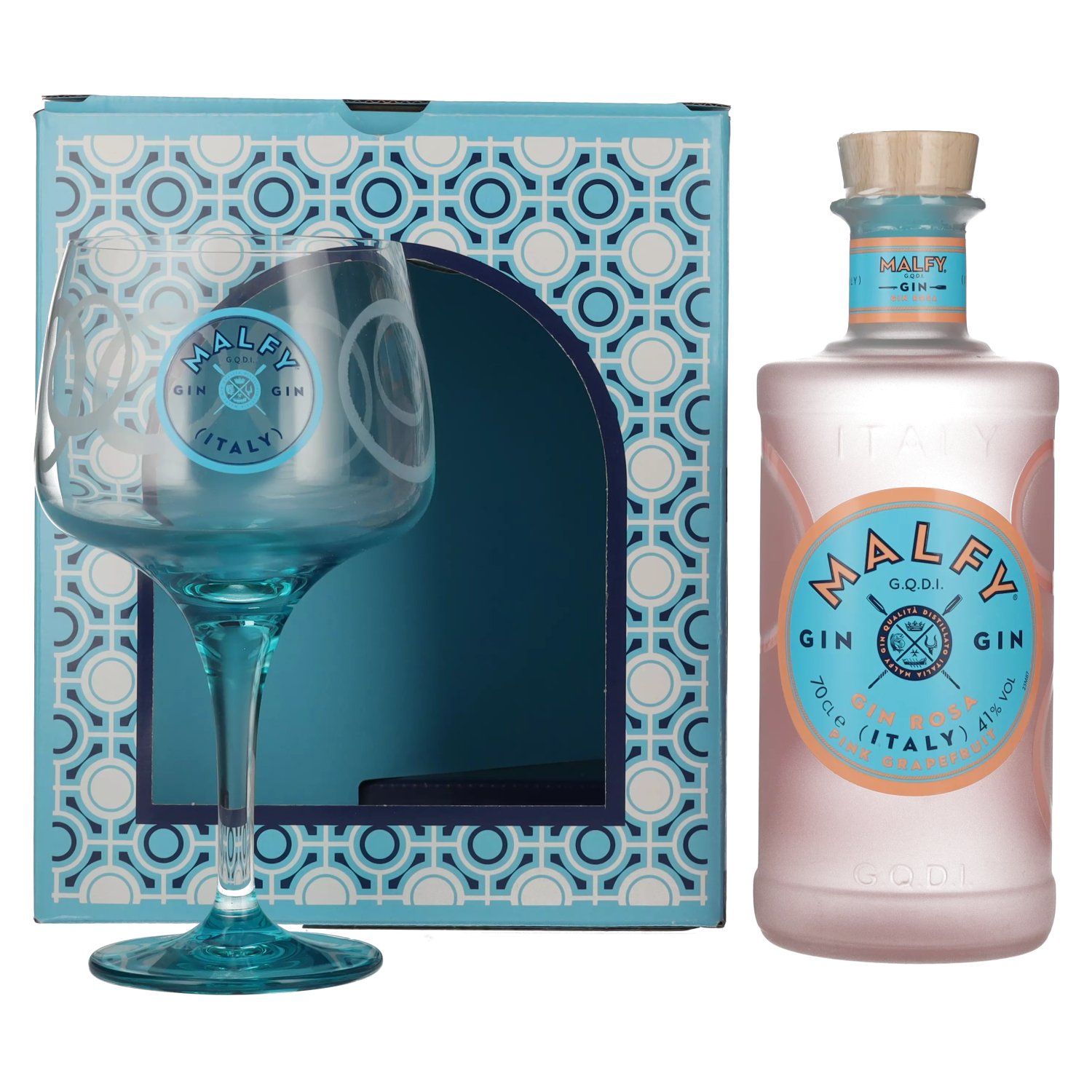 Giftbox 0,7l 41% glass in Pink Malfy Gin Sicilian with Vol. ROSA Grapefruit