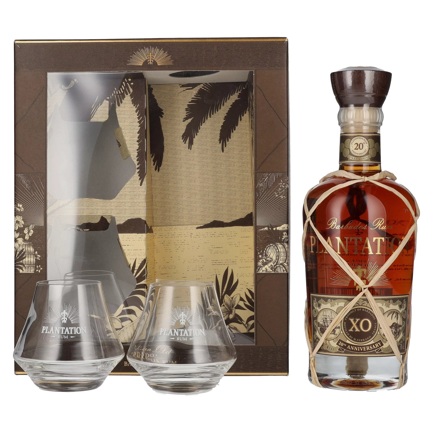 Plantation Rum 40% BARBADOS Anniversary 20th XO Vol. 0,7l Giftbox 2 with in glasses