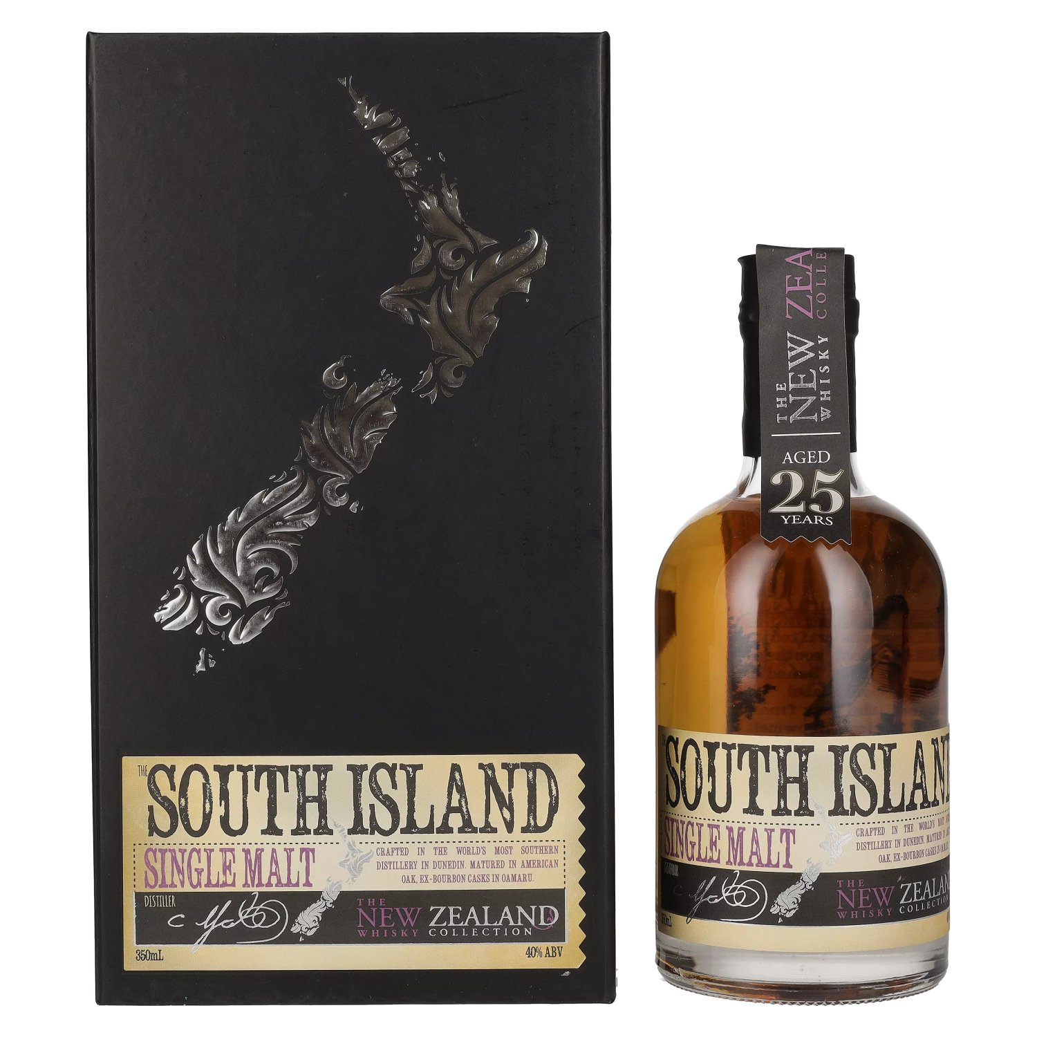 The New Zealand Whisky 25 Years ISLAND SOUTH Geschenkbox in 40% Malt Vol. Old 0,35l Single