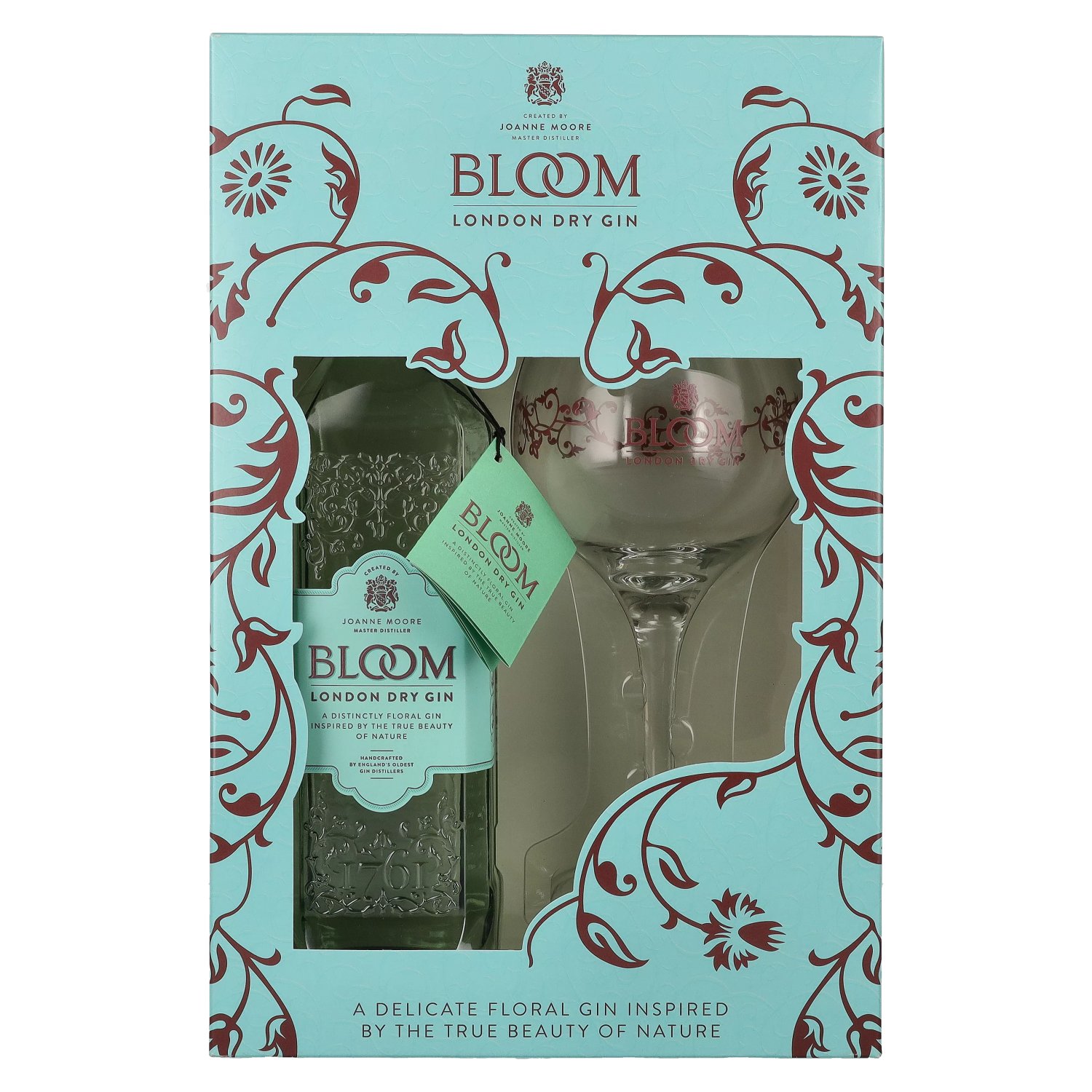Bloom Dry Vol. Glas London in Geschenkbox mit Gin 40% 0,7l