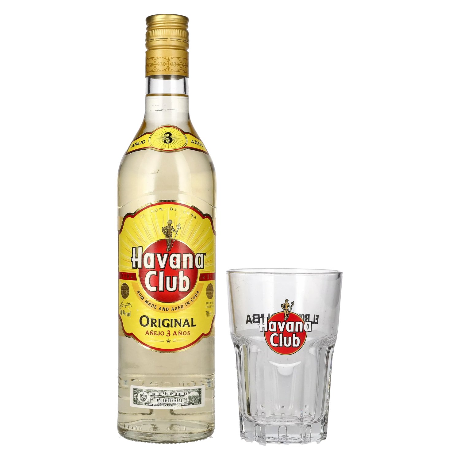 Havana Club Añejo Años 3 Glas 40% 0,7l Rum mit Vol
