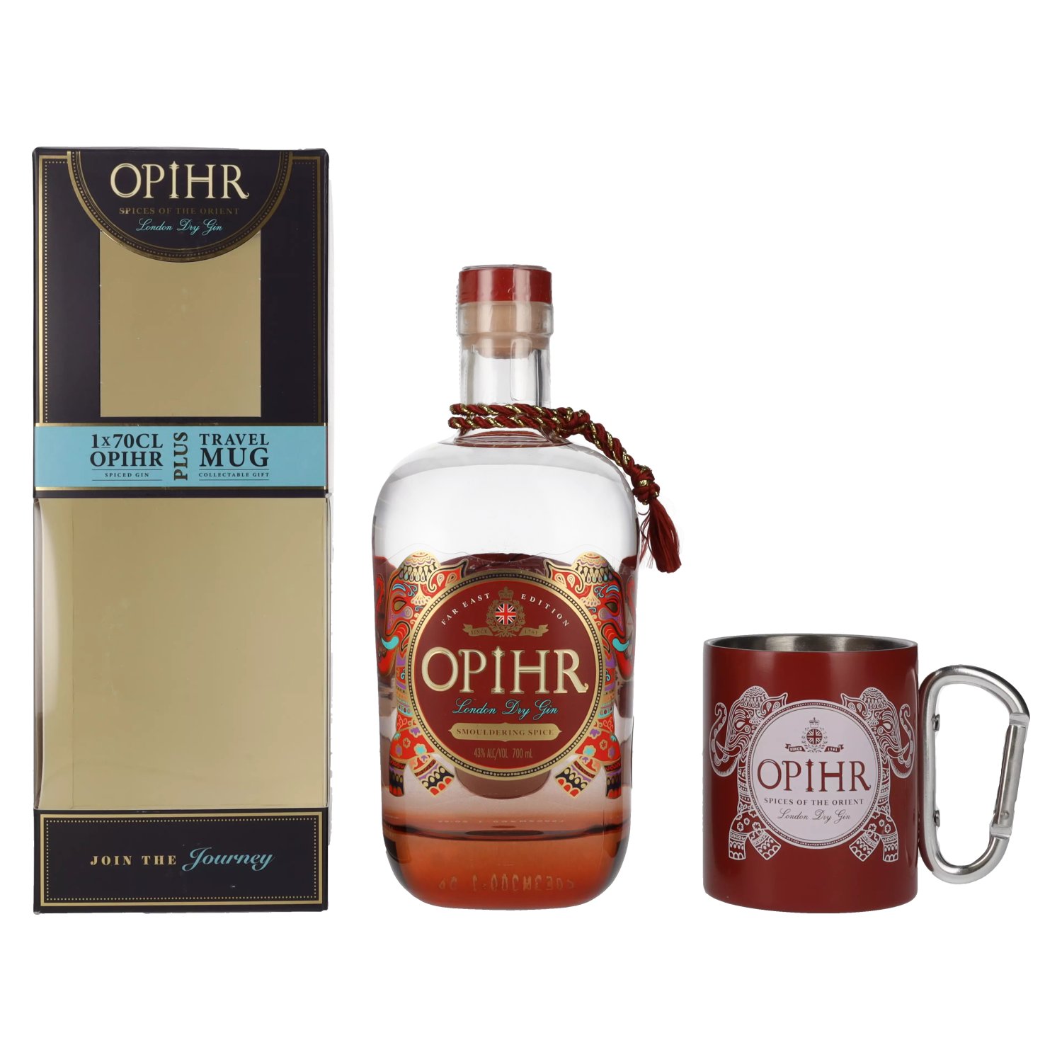 Opihr London Dry Gin Vol. EAST EDITION 43% mit FAR Geschenkbox 0,7l Travel Mug in