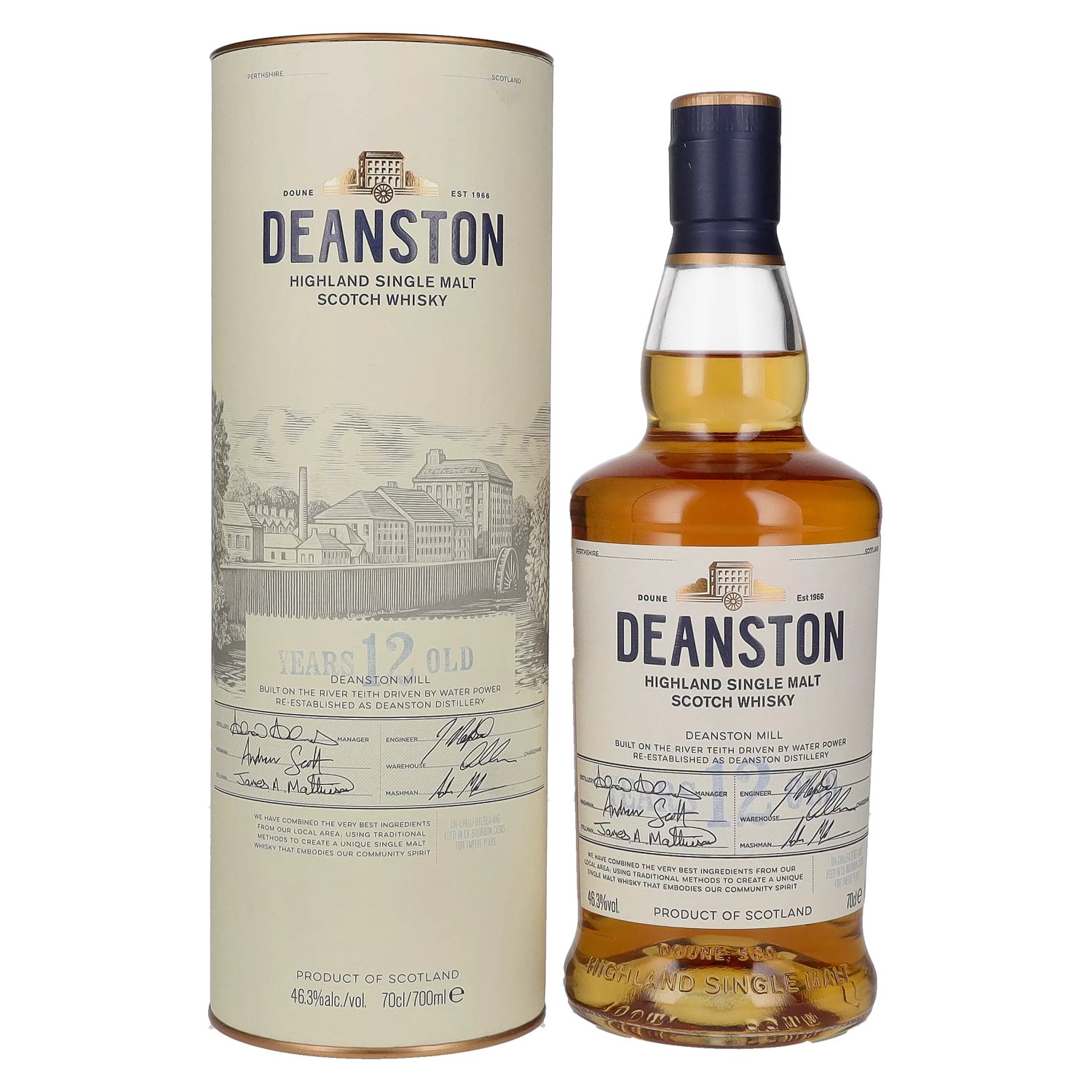 Vol. Single Deanston Malt Years 46,3% in Highland 0,7l Geschenkbox 12 Old