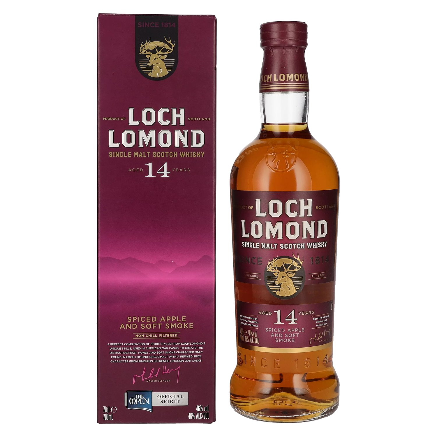 Loch Lomond 14 Years Old in Soft and 0,7l Single Smoke Geschenkbox Vol. Apple 46% Malt Spiced