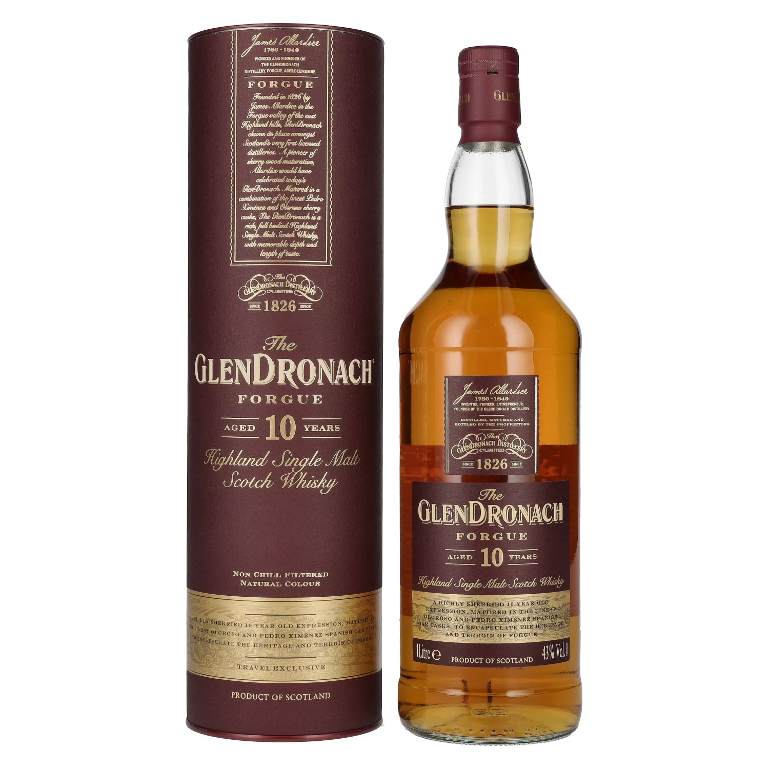 Geschenkbox Vol. The Single Old Malt 10 43% Highland GlenDronach Years 1l in FORGUE